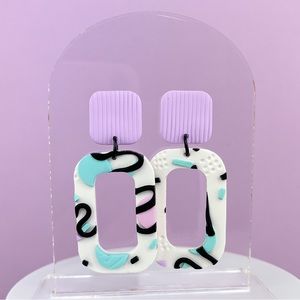 Memphis Pattern Handmade Polymer Clay Jewelry Hoop Earrings Lightweight …